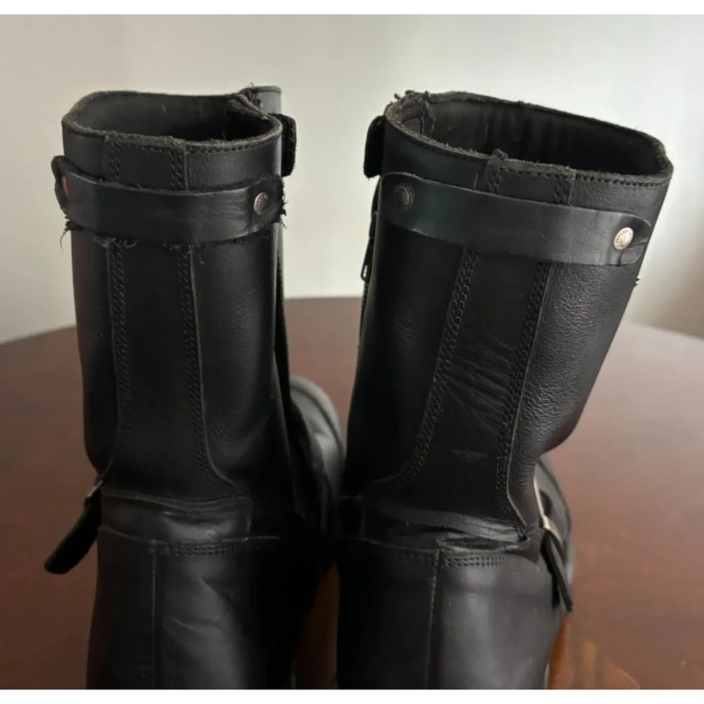 Milwaukee Motorcycle Boots 15 Black Leather Square Biker Oil Resist Harness Goth
